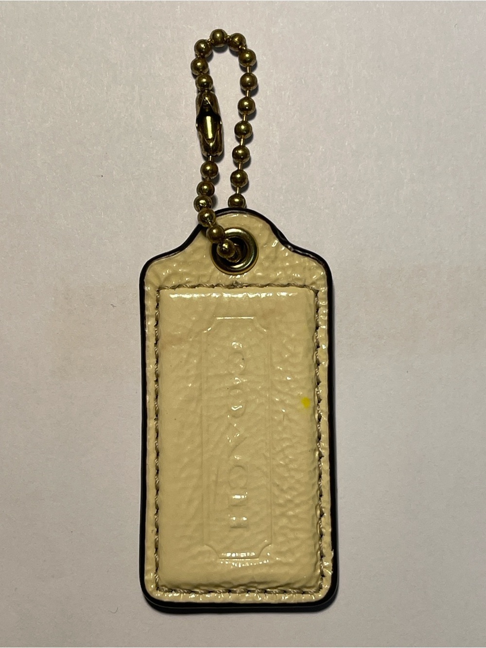 Coach Yellow Patent Leather Hang Tag with Gold Ball Chain